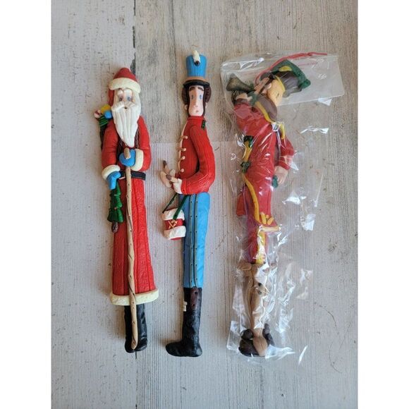 Sterling claydough Soldier Santa Claus long ornament figure Xmas set decor - Picture 1 of 9